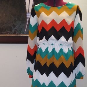 Zig Zag Print Xhiliration Dress Size Med